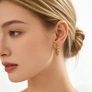 CUSTOM SILVER 10K/14K GOLD PLATED SOLID GOLD LAB GROWN DIAMOND ZICON ENGAGEMENT CLUSTER EARRING UNISEX CUTE ANNIVERSARY PARTY - Product Image 5