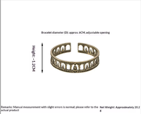 Bracelet bouddhiste zen en laiton, manchette ouverte, motif Bouddha de la Niche du Temple de la Caverne, motif Mille Bouddhas ajouré, effet vieilli vintage