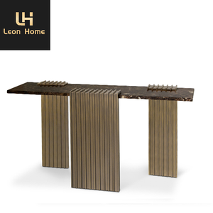 Table de couloir en acier inoxydable, <span class=keywords><strong>console</strong></span> montante en <span class=keywords><strong>marbre</strong></span> <span class=keywords><strong>noir</strong></span>, style moderne, pour salon, offre spéciale, - Product Image 5