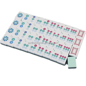 Juego de Fichas de Mahjong Americanas de Lujo, Nuevo, Moderno, Color Verde Menta, 160 Piezas, Acrílico con Diseño de Flores y Animales - Product Image 1