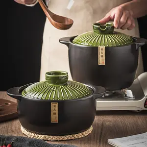 जापानी शैली चीनी मिट्टी सूप पुलाव स्टू पॉट दौर ग्रीन खाना पकाने के बर्तन गर्मी इन्सुलेशन पुलाव बर्तन रसोई Cookware सॉस पैन