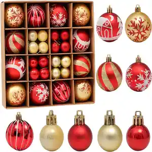 New Arrival Style Christmas Balls Ornaments 44Pcs For Xmas Christmas Tree Shatterproof Christmas Hanging Ball Ornament Set