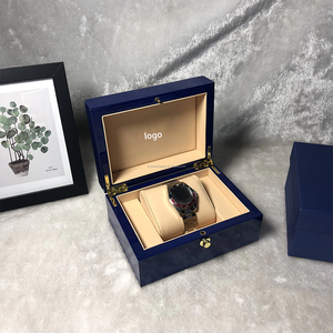 Custom <b>Watch</b> Box Wooden <b>Watch</b> <b>Case</b> Blue Gift Packaging Display Box with Logo for Wristwatch Retail - Product Image 6
