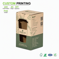 Boîtes à gobelets écologiques imprimées sur mesure, en fibres naturelles, carton de 350 ml avec fenêtre, emballage durable en gros pour la vente au détail