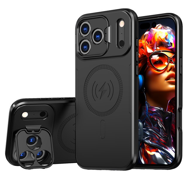 Magnetic Armor Case for iPhone 17 18 Pro Max Shockproof Mobile Phone Case Equipped with Camera Stands