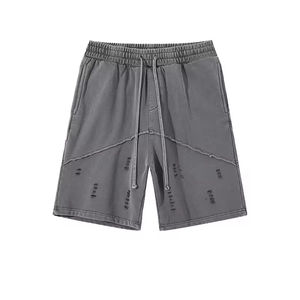 Pantalones cortos lavados Retro Hip Hop de moda de verano para hacer pantalones cortos de mezclilla con cordón informales rasgados de estilo antiguo para hombres - Product Image 2