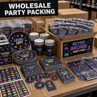 Maßgefertigte Plastik-Event-Deko Retro-Arcade-Spiel Geburtstagsparty-Zubehör Pixel-Themen-Dekorationen Geschenktüten