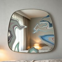 Miroir mural imprimé abstrait, œuvre d'art décorative, miroir encadré de luxe, peinture pour la décoration murale du salon à la maison