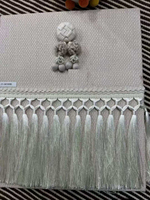 Tissu en dentelle à franges nouées noires pour ameublement, rideaux, bords de tapis, ruban de 25 m par rouleau, hauteur 20 cm