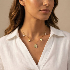 Collares de Moda Hawaiana de Verano, Joyería de Acero Inoxidable 316L, Collar de Conchas Marinas Chapado en Oro de 14k y 18k para Mujer - Product Image 2