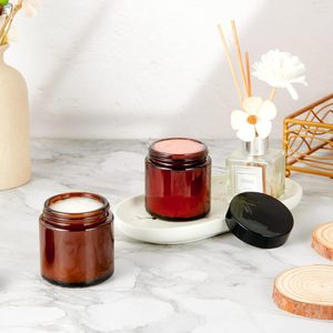 1oz 2oz 4oz 8oz Straight Sided Round Amber Glass Cosmetic Jar with Black Plastic Lid BPA Free <b>Container</b> - Product Image 4