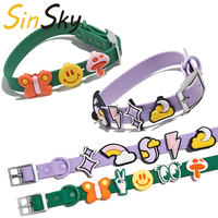 Collier et laisse pour chien et chat SinSky, imperméable, luxe, PVC, avec breloque en silicone, accessoires tendance.