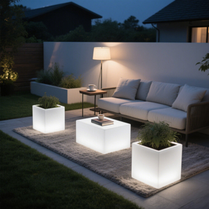 Macetas de Flores LED Iluminadas, Macetas de Plástico Decorativas Grandes y Altas para Jardín <span class=keywords><strong>con</strong></span> <span class=keywords><strong>Luz</strong></span> LED - Product Image 1