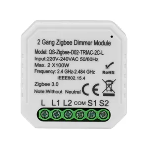 DIY Smart Life 2CH Zigbee No Neutral Dimmer On-Off Full-Range Dimming Smart Dimmer Switch Tuya App Wireless Zigbee Smart Switch