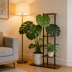 Organisateur de plantes à plusieurs niveaux en <span class=keywords><strong>bois</strong></span> rustique et métal noir, étagère pour pots de fleurs pour l'intérieur, la maison, le patio et le jardin - Product Image 2