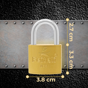 กุญแจทองเหลือง Feiteli ขนาด 38 มม. พร้อมห่วงเหล็กชุบแข็งเพื่อความปลอดภัย - Product Image 3