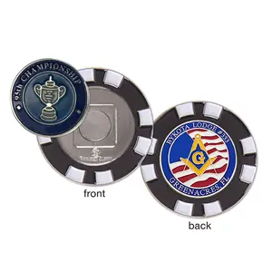 Custom Nieuwe Ontwerp Spuitgieten Bal Marker Golf Coin Poker Chip Metalen Zacht Email Golfbal Marker