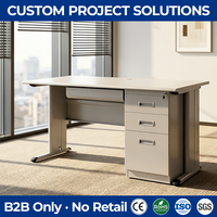 Escritorio Moderno de Acero con Pedestal Individual, Mesa de Oficina Metálica con 3 Cajones con Cerradura y Bandeja para Teclado para Uso Comercial