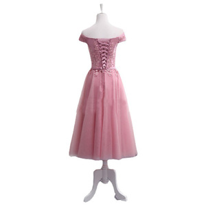 Off Shoulder Pink Bridesmaid Dress A Line Tulle Sweetheart Neckline Formal Wedding Party Dress - Product Image 5