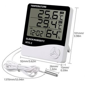 Electronic <b>Digital</b> Temperature Humidity Meter Home Thermometer Hygrometer Indoor Outdoor Weather Station <b>Clock</b> - Product Image 1