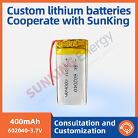 Batterie Li-Polymère SunKing SK 602040 3.7V 400mAh pour Chaussures LED Lumineuses, Bande Lumineuse Flexible Rechargeable Intégrée