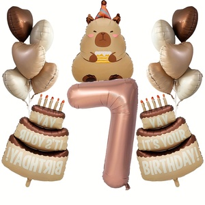 New Hydrochoerus Animal Capybara Theme Cake <strong>Chocolate</strong> Color 40 Inch Helium Number Balloon Sets for Children Birthday Party - Product Image 6