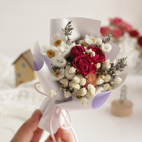 Mini rose véritable préservée, étoiles de bébé, fleur séchée fraîche, petit bouquet éternel pour la maison, photo, cadeau de Nouvel An pour petite amie