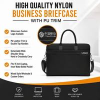 Maletín Ejecutivo de Nailon de Alta Calidad con Detalles en PU, Logotipo Personalizado, Bolsa para Portátil de 15 Pulgadas con Correa para Hombro, Regalo Corporativo al por Mayor