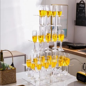 Bán buôn tùy chỉnh chất lượng cao rõ ràng Acrylic Giá rượu bên Champagne tường đứng cho trang trí đám cưới - Product Image 2