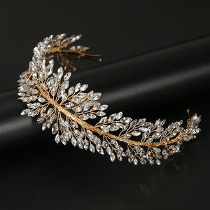 Handgefertigte Legierung Vergoldete Kristall-Strass Braut-Tiara Prinzessin Verlobungs-Abschlussball-Party Hochzeit Haarband Krone - Product Image 2