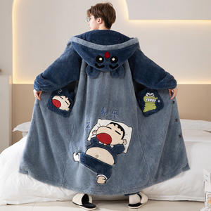 Conjuntos de ropa de dormir Pijamas de invierno Camisón de felpa para hombres Pantalones Pijamas gruesos Ropa de casa para jóvenes y de mediana edad - Product Image 1
