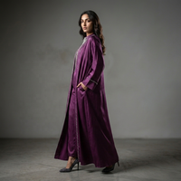 Robe Abaya longue à manches longues pour femmes Alya, en polyester, noire, décontractée, pour l'Aïd musulman, toutes saisons, faible MOQ
