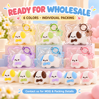 Jouets en silicone souple en forme de chiot avec nœud papillon, mignons, anti-stress, pour cadeaux et fêtes, vente en gros