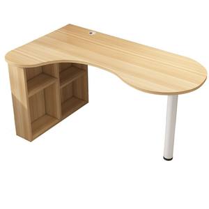 โต๊ะเข้ามุมทันสมัยสำหรับบ้าน ดีไซน์เรียบง่าย โต๊ะทำงานไม้จริง พร้อมชั้นวางหนังสือ - Product Image 5