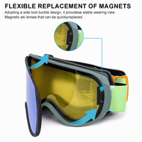 Masque de ski unisexe de haute qualité en TPU avec protection UV400, anti-buée, verres de couleur personnalisée, luxe, magnétique, pour adultes