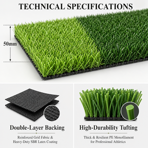 Gazon artificiel Euro professionnel durable en gros pour <span class=keywords><strong>terrains</strong></span> <span class=keywords><strong>de</strong></span> football, 50 mm, tapis <span class=keywords><strong>de</strong></span> sol vert pour stades et zones sportives - Product Image 3