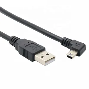 迷你USB b型5pin公头直角90度到USB 2.0 A公头数据线