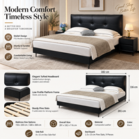 Lit Double Luxe Moderne et Minimaliste en Cuir, Cadre de Lit King Size Populaire et Créatif, Lit Doux pour Chambre à Coucher