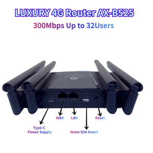 <span class=keywords><strong>Routeur</strong></span> WiFi <span class=keywords><strong>4G</strong></span> de luxe AX-<span class=keywords><strong>B525</strong></span> avec carte SIM et chargement Type-C, Hotspot LTE 300 Mbps pour voiture, compatible China Unicom E998 - Product Image 3
