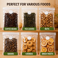 Sac d'emballage personnalisé sous vide pour grains de café avec valve de dégazage unidirectionnelle, pochette refermable de qualité alimentaire