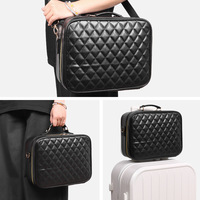 Trousse de Maquillage Étanche en PU avec Fermeture Éclair, Grande Capacité, Miroir LED, Portable, Écologique, pour Voyage