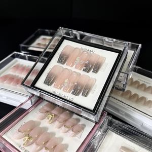 Venta al por mayor de alta calidad estilo francés almendra corazón punta <span class=keywords><strong>uñas</strong></span> postizas palo <span class=keywords><strong>uñas</strong></span> personalizadas prensa <span class=keywords><strong>uñas</strong></span> claro degradado diseño ABS dedo - Product Image 3