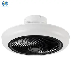 749A 20 inch small modern bladeless ceiling fan with led light remote control flush mount living room bedroom children invisible