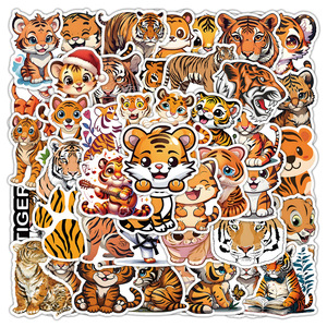 Autocollants HOYO Tiger, 50 pièces/paquet, autocollants décoratifs Tigre Royal Bengal Rayé pour Ordinateurs Portables, Vélos, Téléphones - Product Image 3