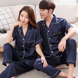 Ensemble de pyjama pour femmes en satin de soie artificielle, 2 pièces, été-automne, manches longues, pyjama pour femmes, pijamas pour femmes - Product Image 1