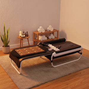 Lettino Massaggiante Riscaldato in Giada di Design Coreano con Rulli in Pietra Naturale, Terapia, Programmi Automatici e Telecomando per Massaggio Completo del Corpo - Product Image 1