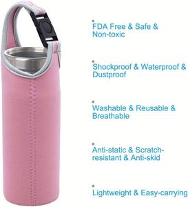 Pochette de transport personnalisée en néoprène avec poignée pour bouteille ou gobelet, compatible avec les bouteilles d'eau sportives de 16 oz à 21 oz - Product Image 2