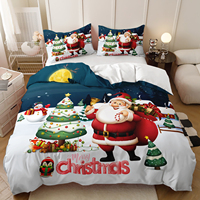 Joyeux Noël, ensemble de housse de couette Santa, rouge et noir, à carreaux, ensemble de literie à motif 3D, décoration de chambre à coucher, ensemble de linge de lit