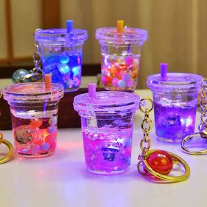 Wholesale Creative Glowing Milk Tea Cup Keychain - Cute Pendant <b>Bag</b> Charm Novelty Accessory for Gifts DIY Decor - Product Image 1