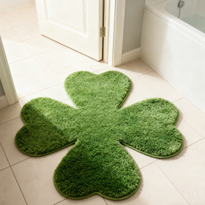 Green Tufted Door Mat Clover Irregular Shaped Tufted <strong>Floor</strong> Mat Custom Fluffy Soft Area Rug Luxury Microfiber Tufted Rug - Product Image 3